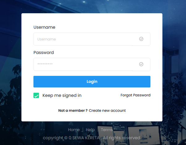 Login page